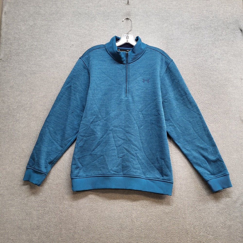 Under Armour Men Sweatshirt Large Blue 1/4 Zip Storm Logo ColdGear‎  Pullover